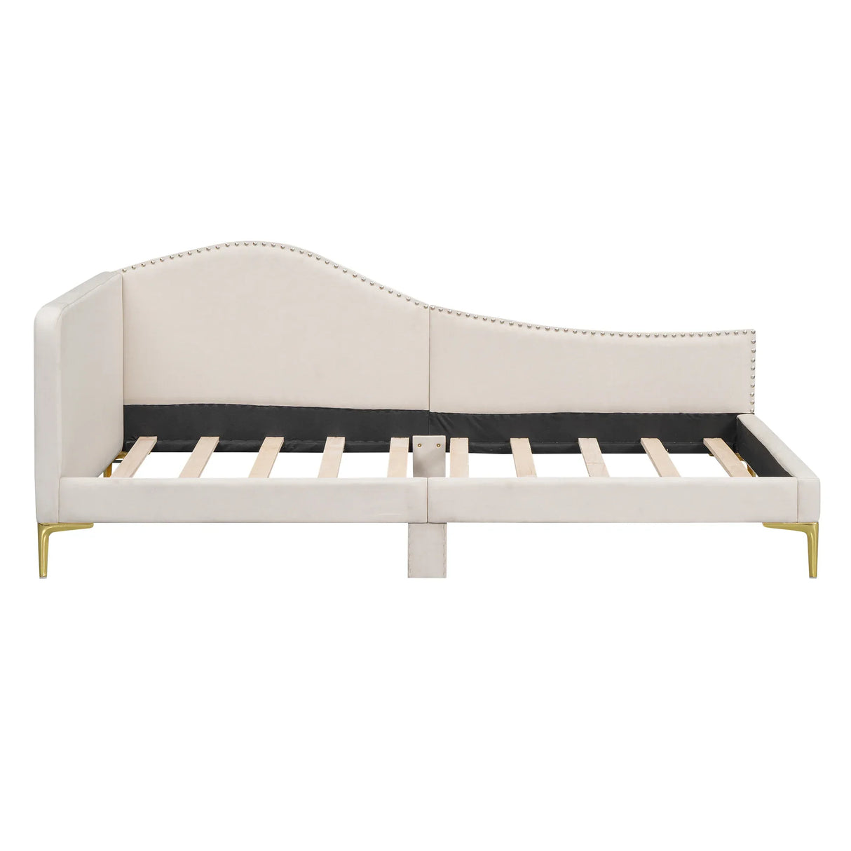 Twin Upholstered Linen Wood Frame Daybed With Armrest - Omega Lifestyles