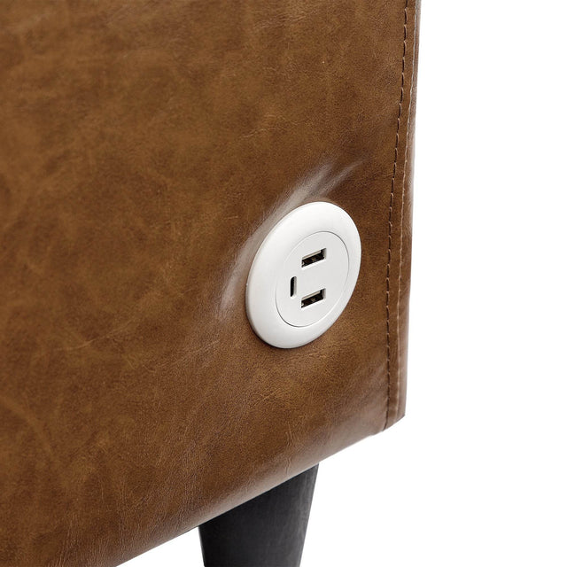 Convertible PU Leather Sofa Bed With USB Ports - Omega Lifestyles