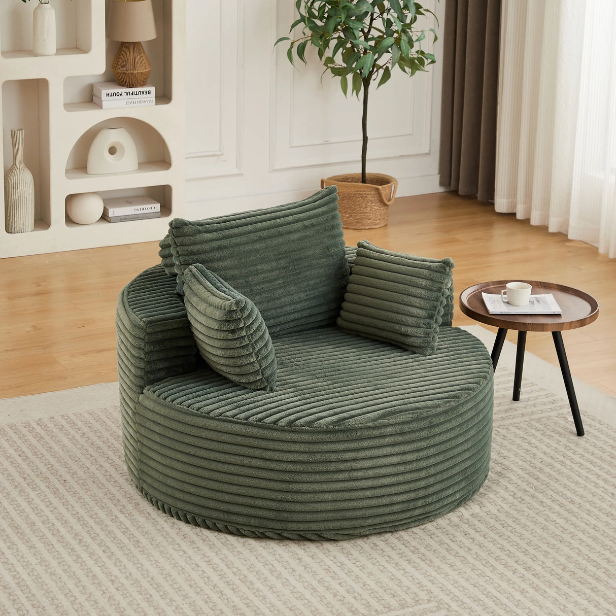 Corduroy Foam Modular Sleeper Chair No Assembly Required - Omega Lifestyles