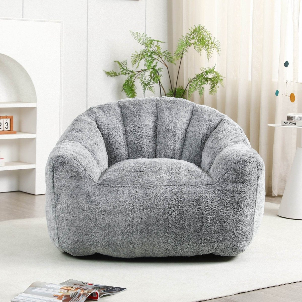 High-Density Foam Faux Fur Beanbag Chair - Sleep Galleria