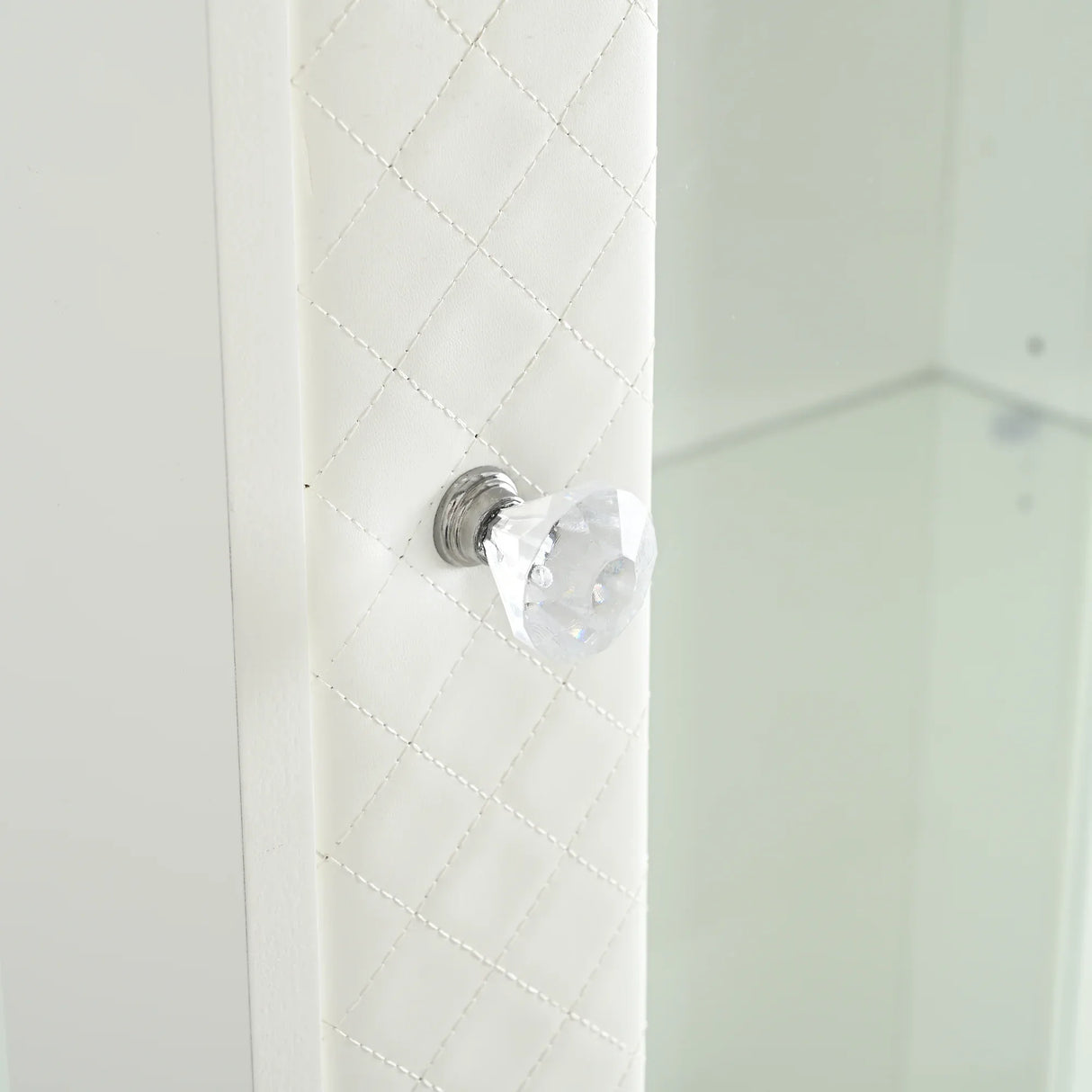 Modern Upholstered Glass Display Cabinet With Adjustable LED Light - Omega Lifestyles