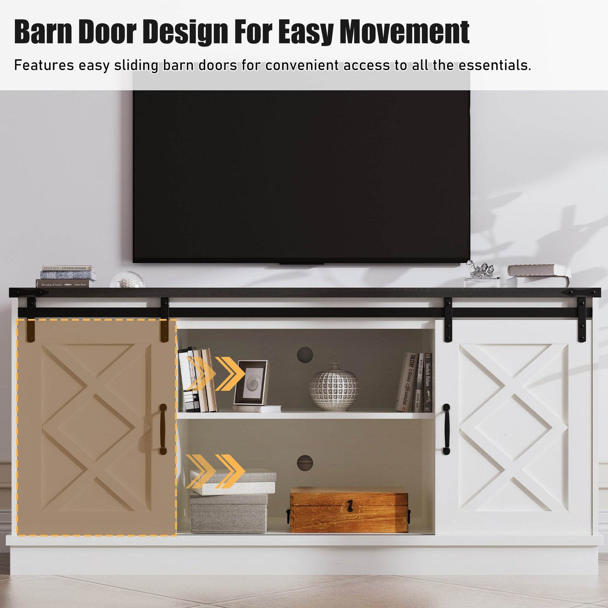 Farmhouse Sliding Barn Door TV Stand Console - Sleep Galleria