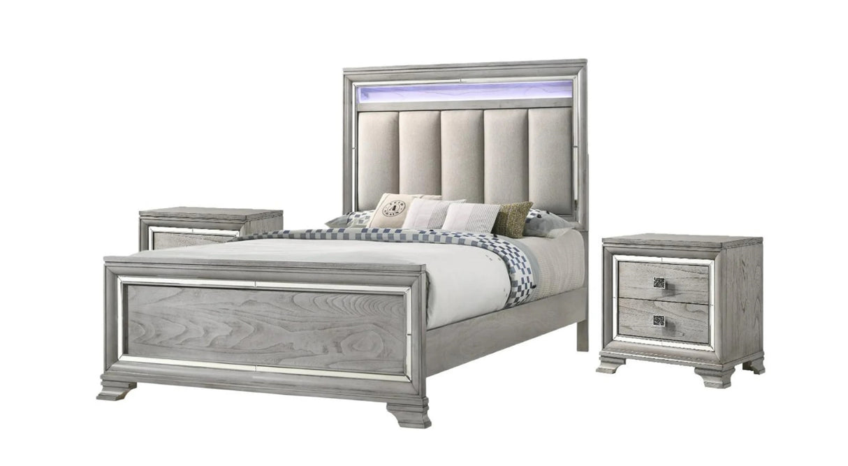 Queen Modern Solid Wood Bed Frame With Nightstands