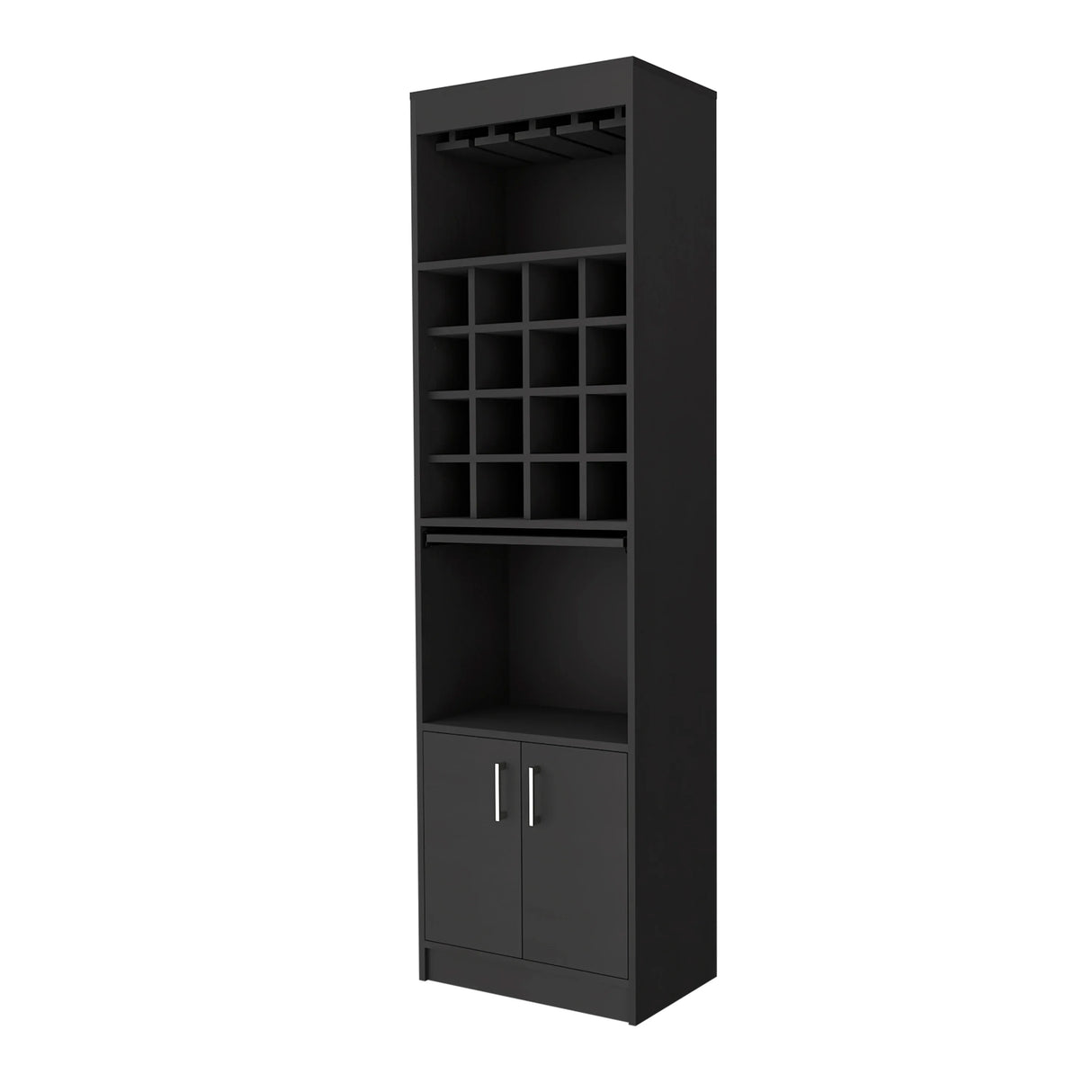 Black Particle Board Bar Cabinet With Wine Rack - Omega Lifestyles