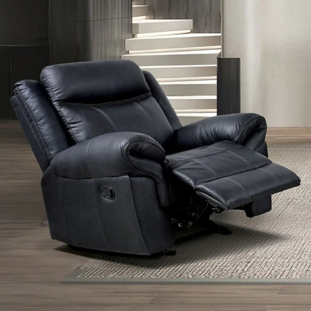 Transitional Black Faux Leather Glider Recliner Chair - Omega Lifestyles