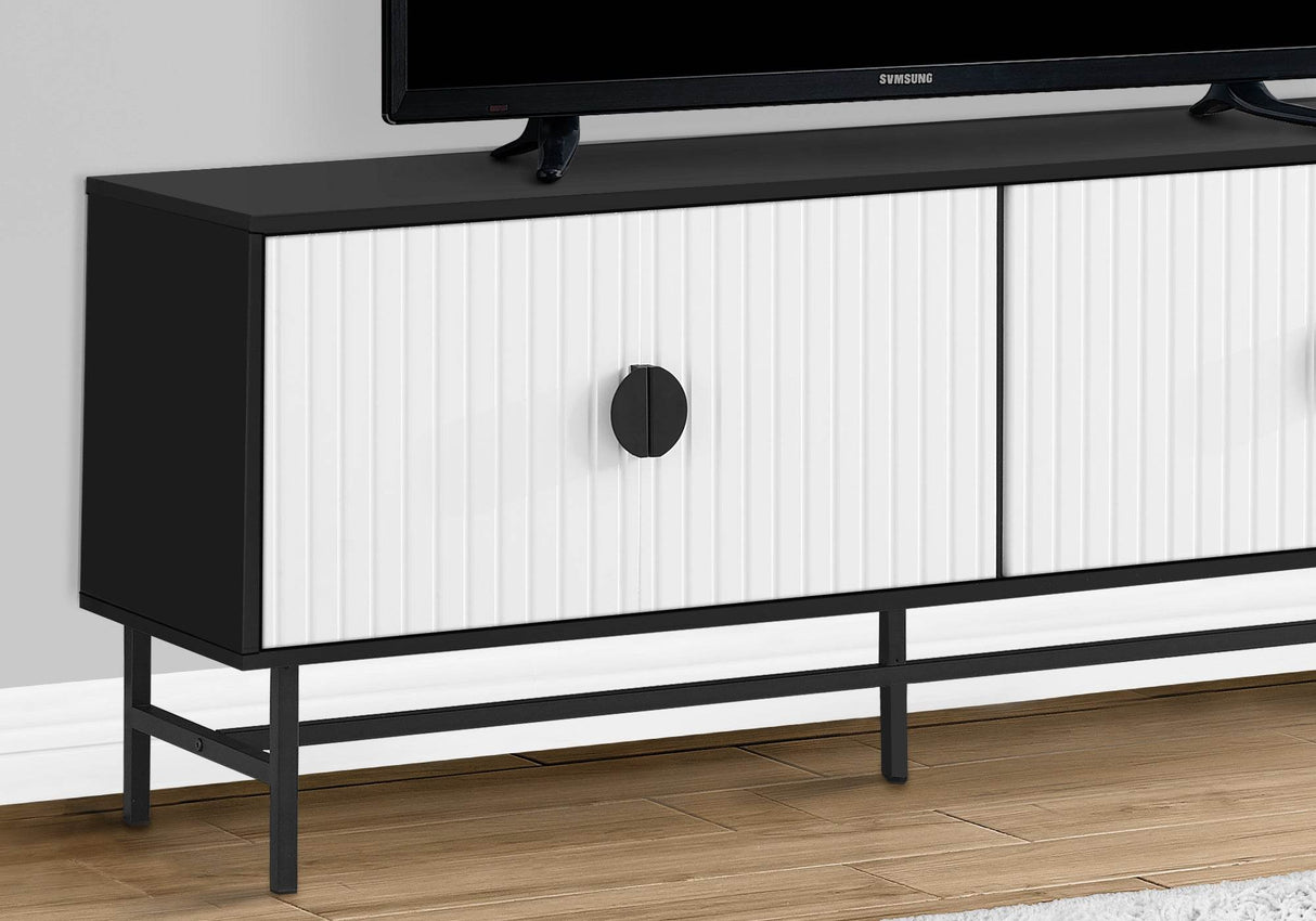 Contemporary 60-Inch Black White Laminate TV Stand - Sleep Galleria