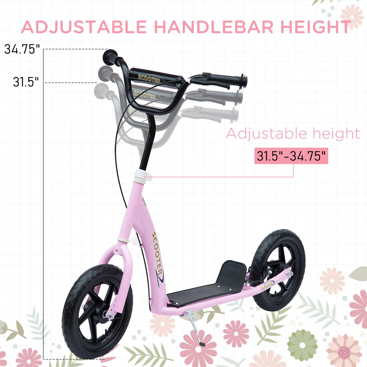 Kids Adjustable Height Big Wheel Steel Kick Scooter - Omega Lifestyles
