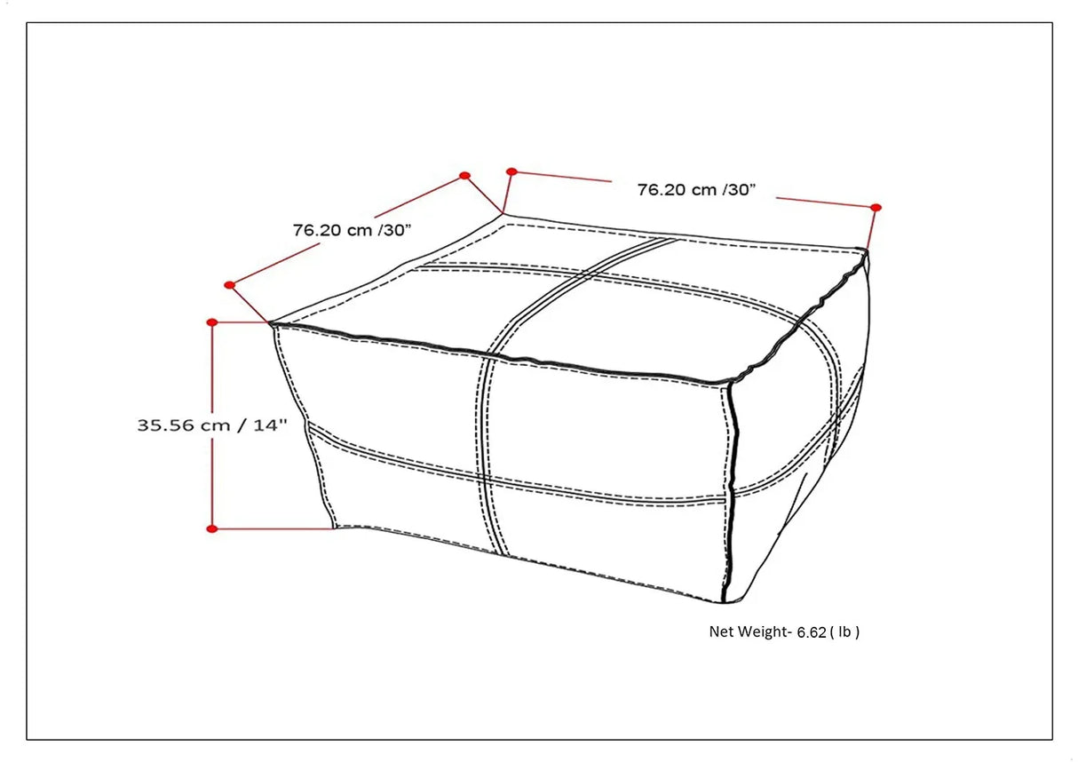 Distressed Brown Vegan Faux Leather Coffee Table Pouf - Omega Lifestyles