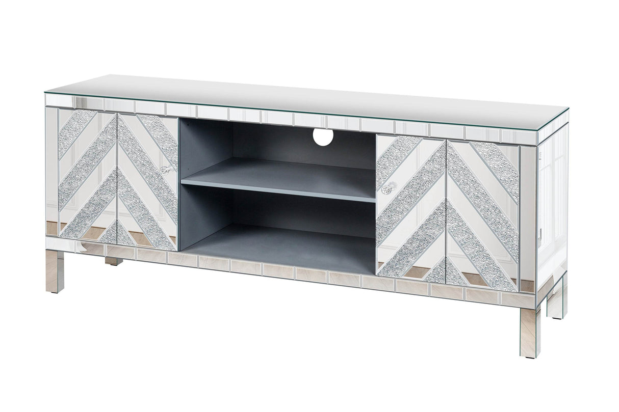 47-Inch Mirrored Dual Door TV Media Console - Sleep Galleria