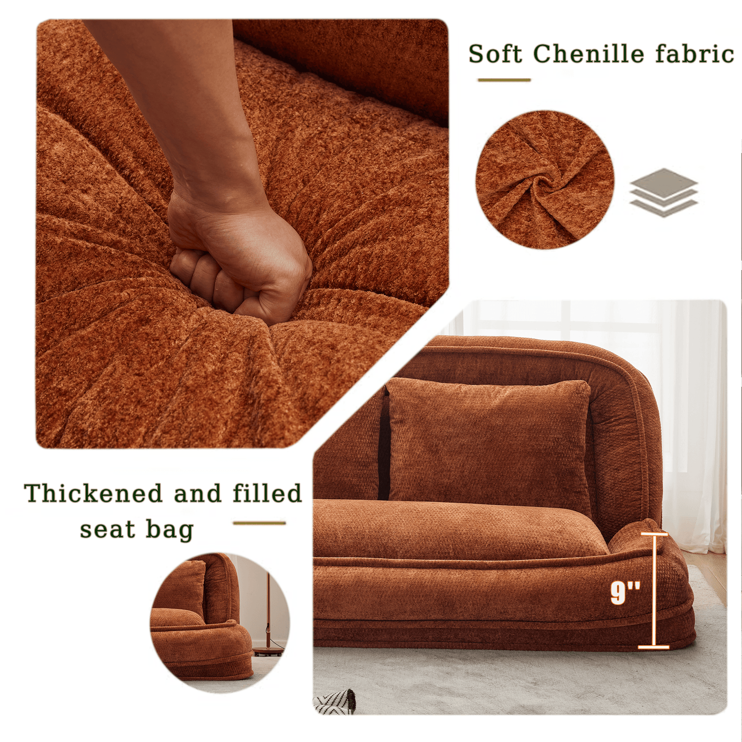 Convertible Adjustable Position Chenille Lazy Loveseat Sofa - Sleep Galleria