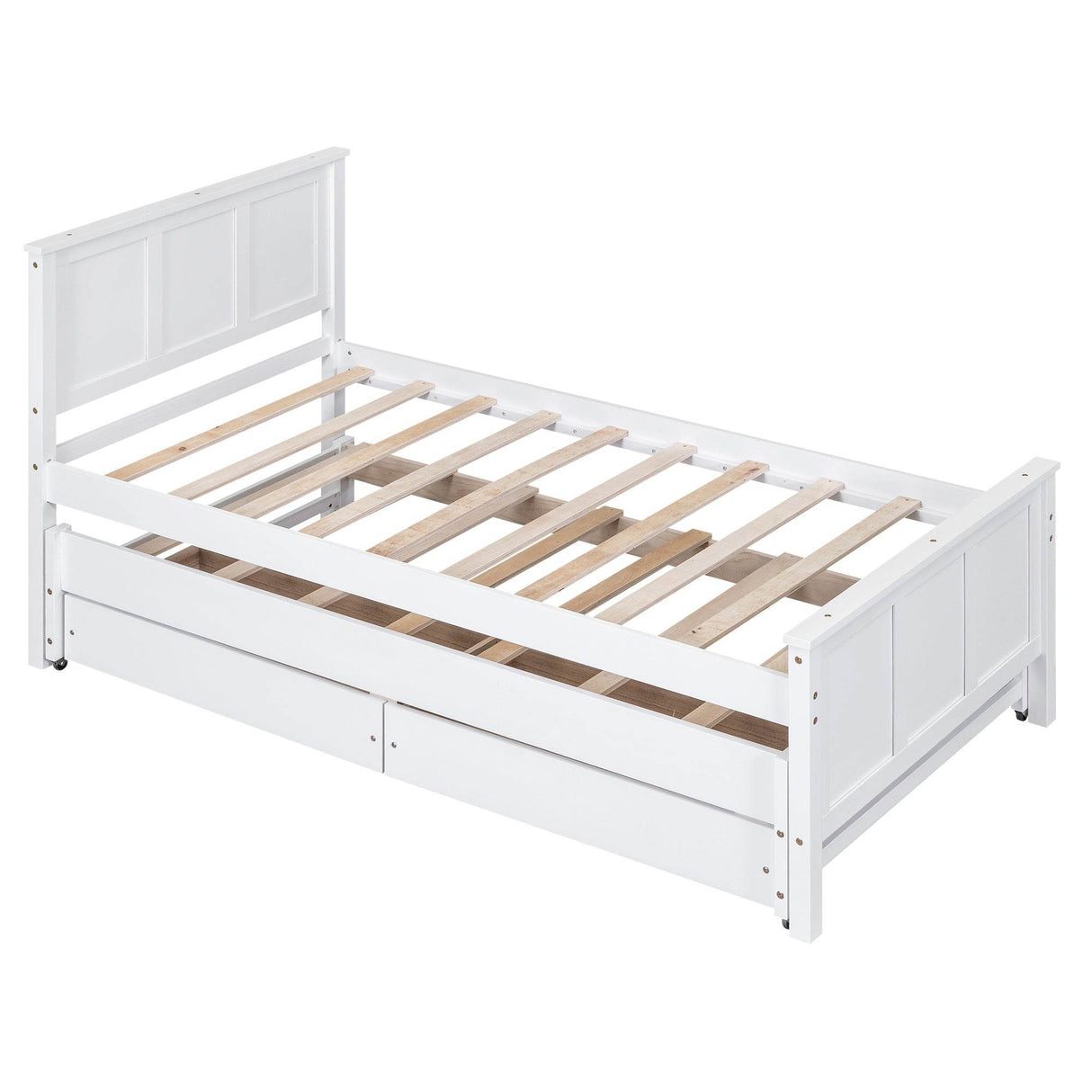 Twin Platform Bed With Trundle And Storage Drawers - Omega Lifestyles