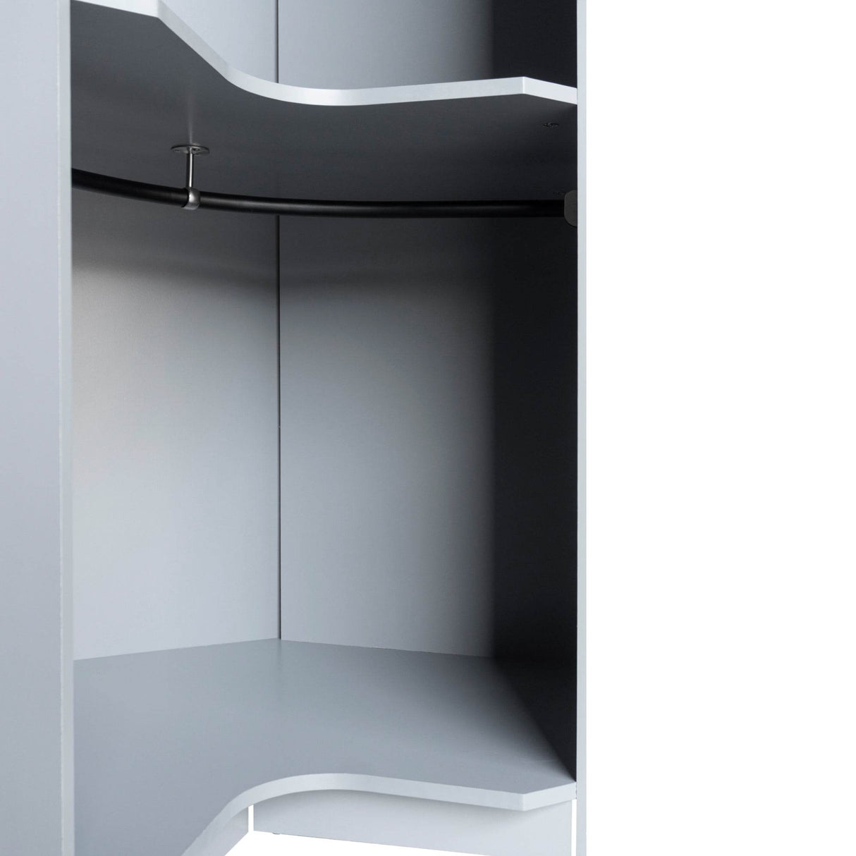 Polygon Corner Space-Saving Gray Particle Board Wardrobe - Omega Lifestyles