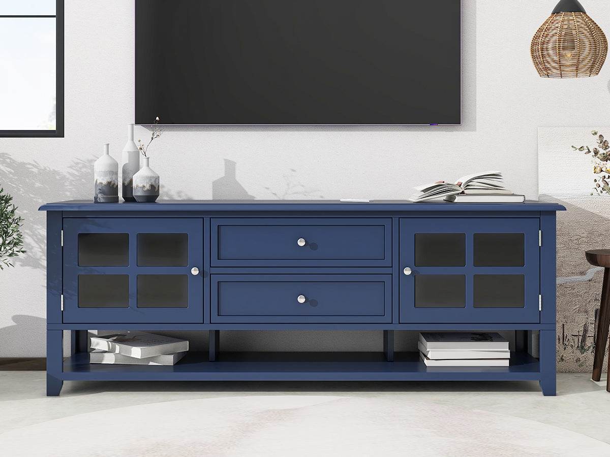 Modern Blue MDF TV Stand With Storage Cabinet - Sleep Galleria