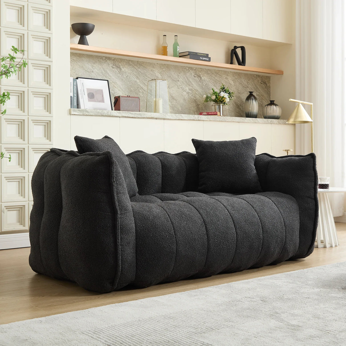 Cozy Chenille Bean Bag Chair With High Resilience Foam - Omega Lifestyles