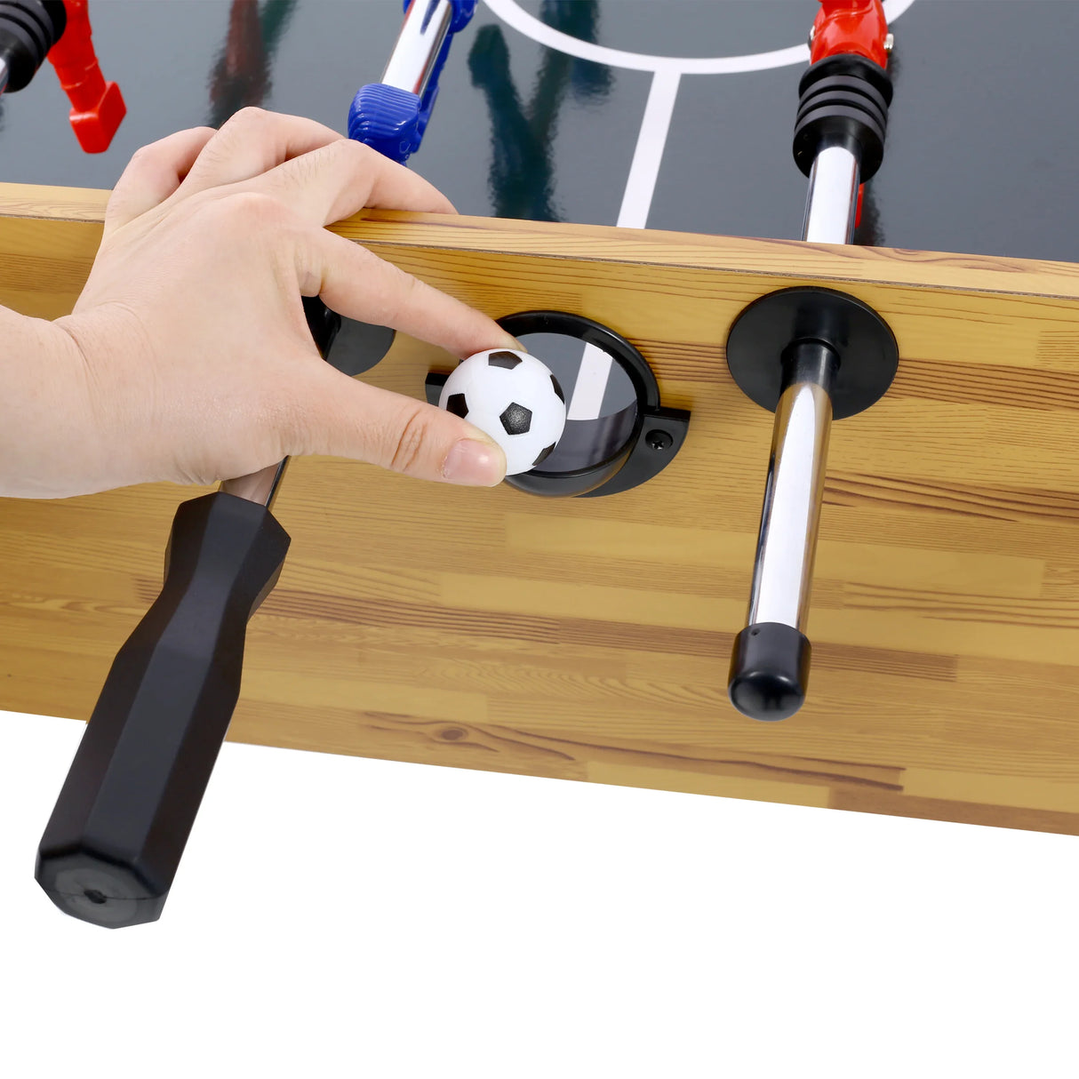 54-Inch Light Cherry Foosball Table With E-Z Spin Bearings - Omega Lifestyles