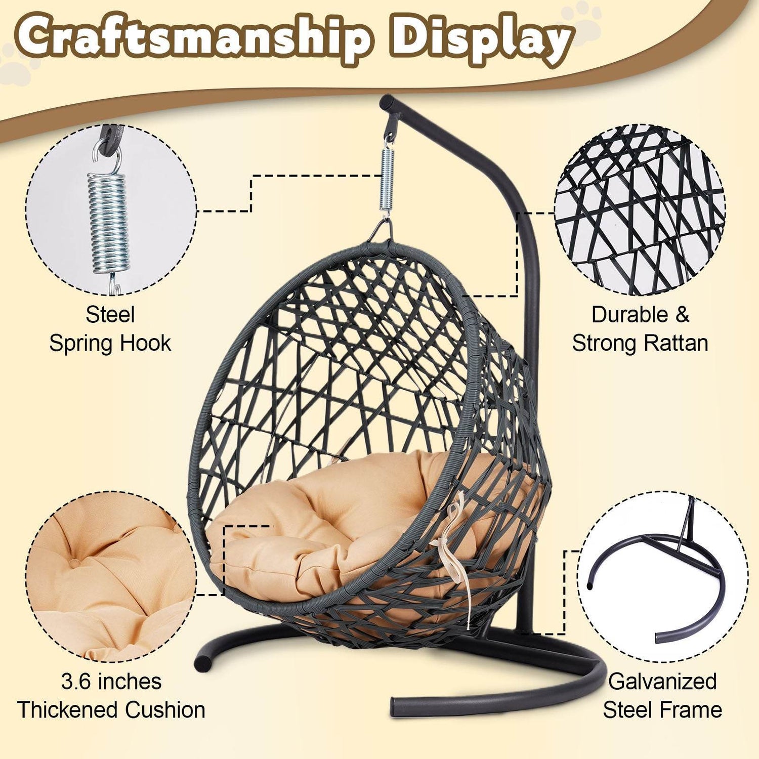 Indoor Hanging Cat Hammock Bed With Stand And Cushion - Sleep Galleria