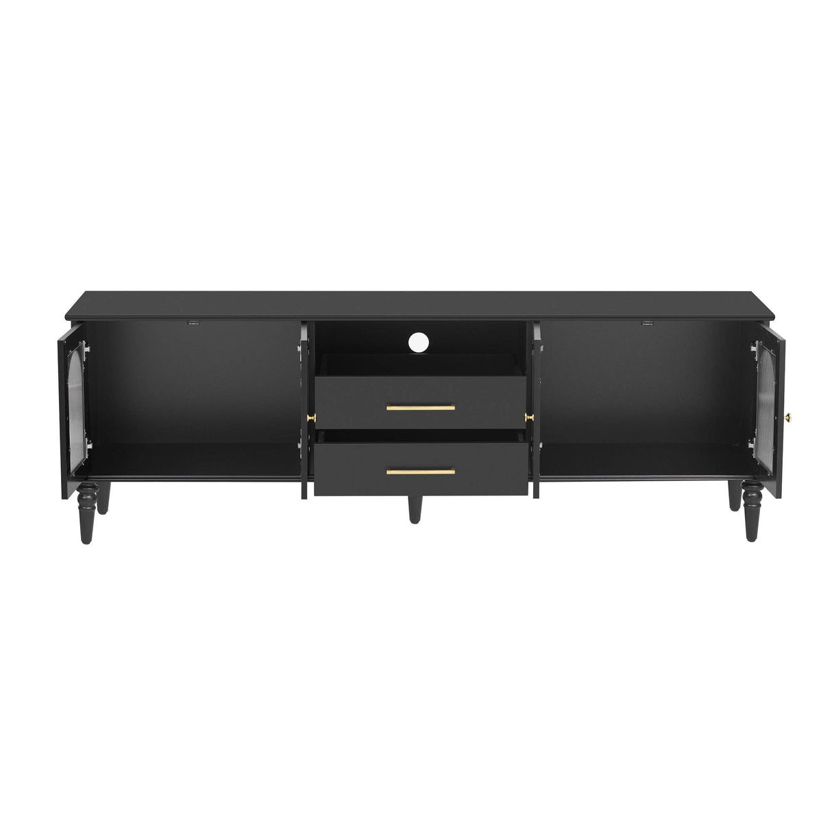 Retro Black MDF TV Stand With Drawers And Cabinets - Sleep Galleria