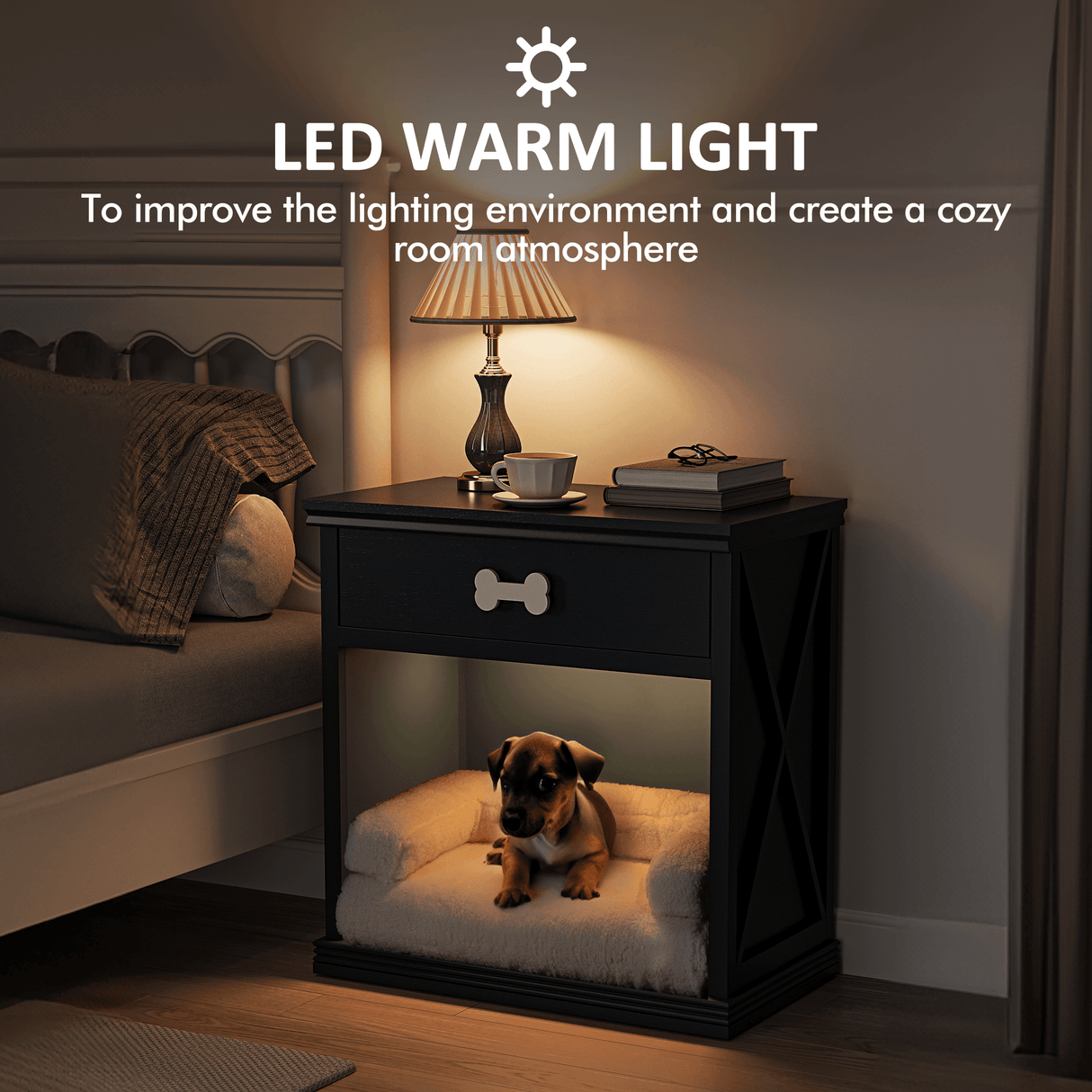 Vintage Blue Wood Pet Furniture Storage Cabinet With Light - Sleep Galleria