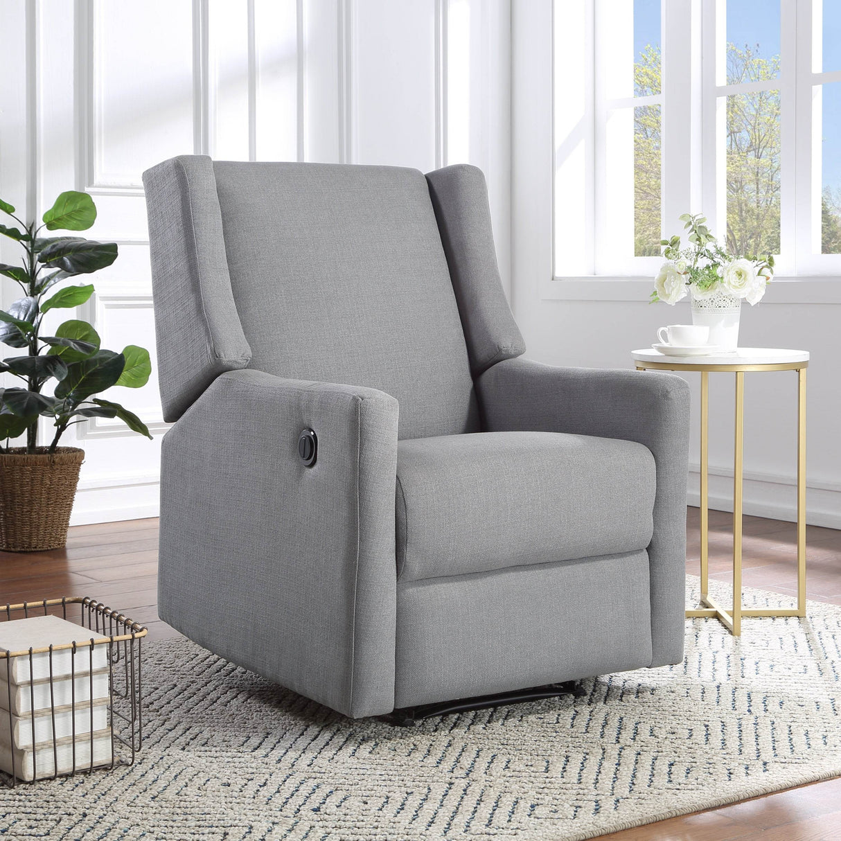 Pronto Gray Polyester Power Recliner Chair