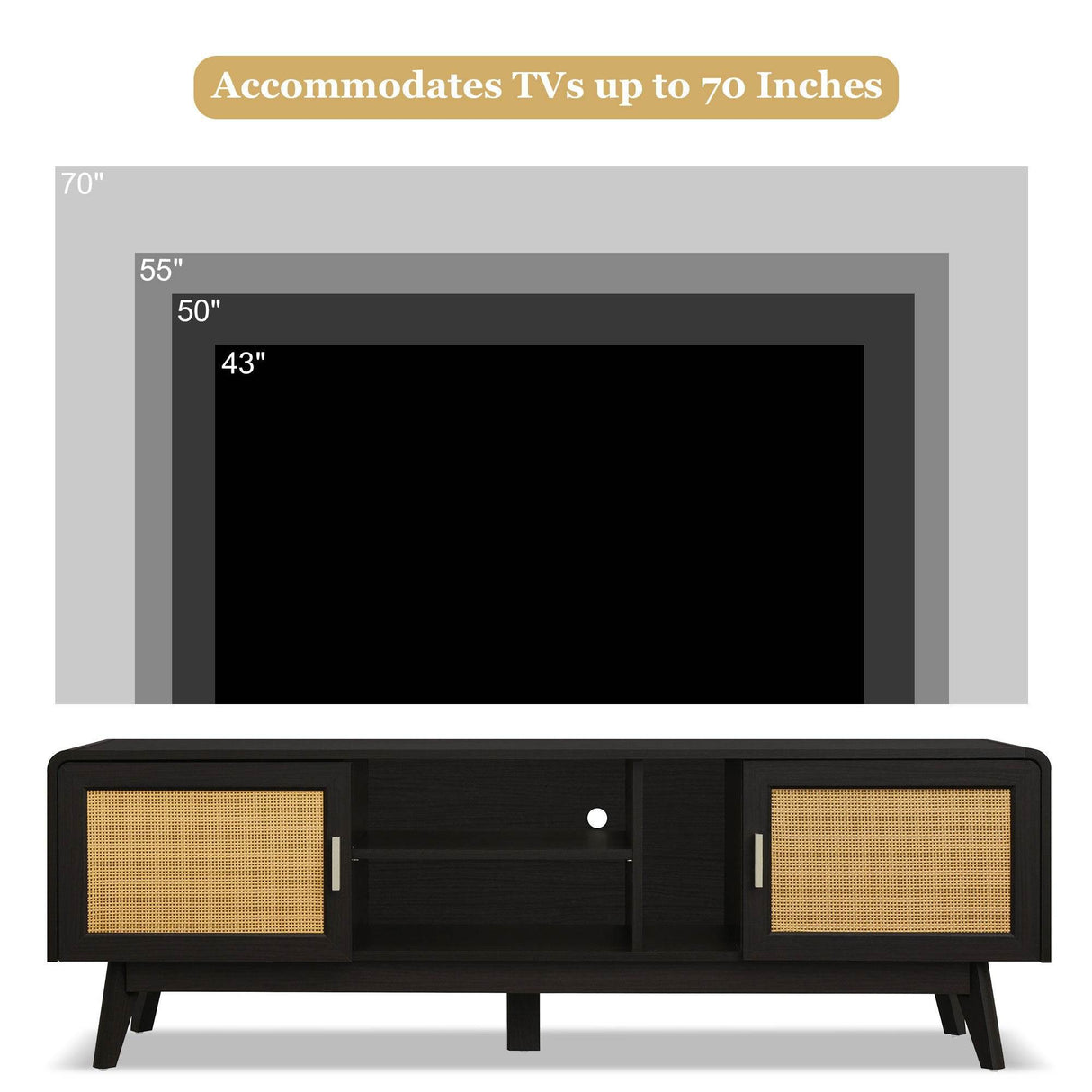 Bohemian Style Dark Brown Rattan TV Stand - Sleep Galleria