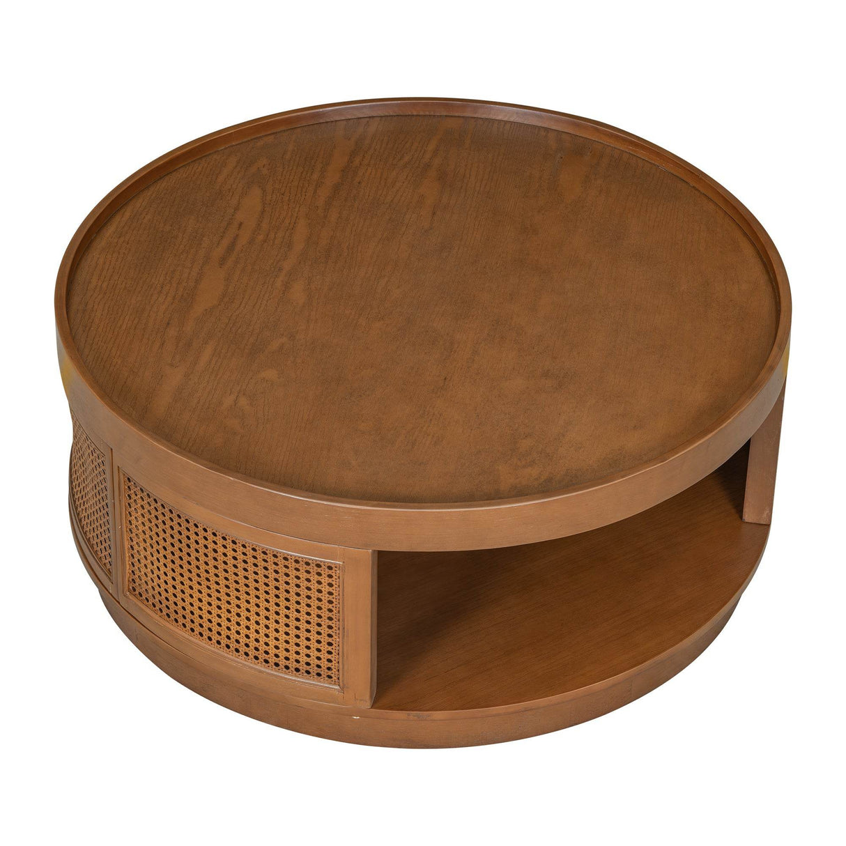 Mid-Century Modern Round Cane Coffee Table - Sleep Galleria