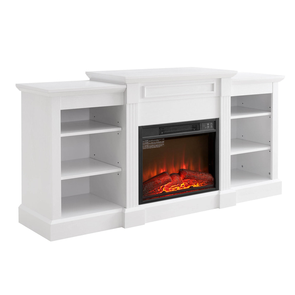 White Media Console Table With Fireplace Insert - Sleep Galleria