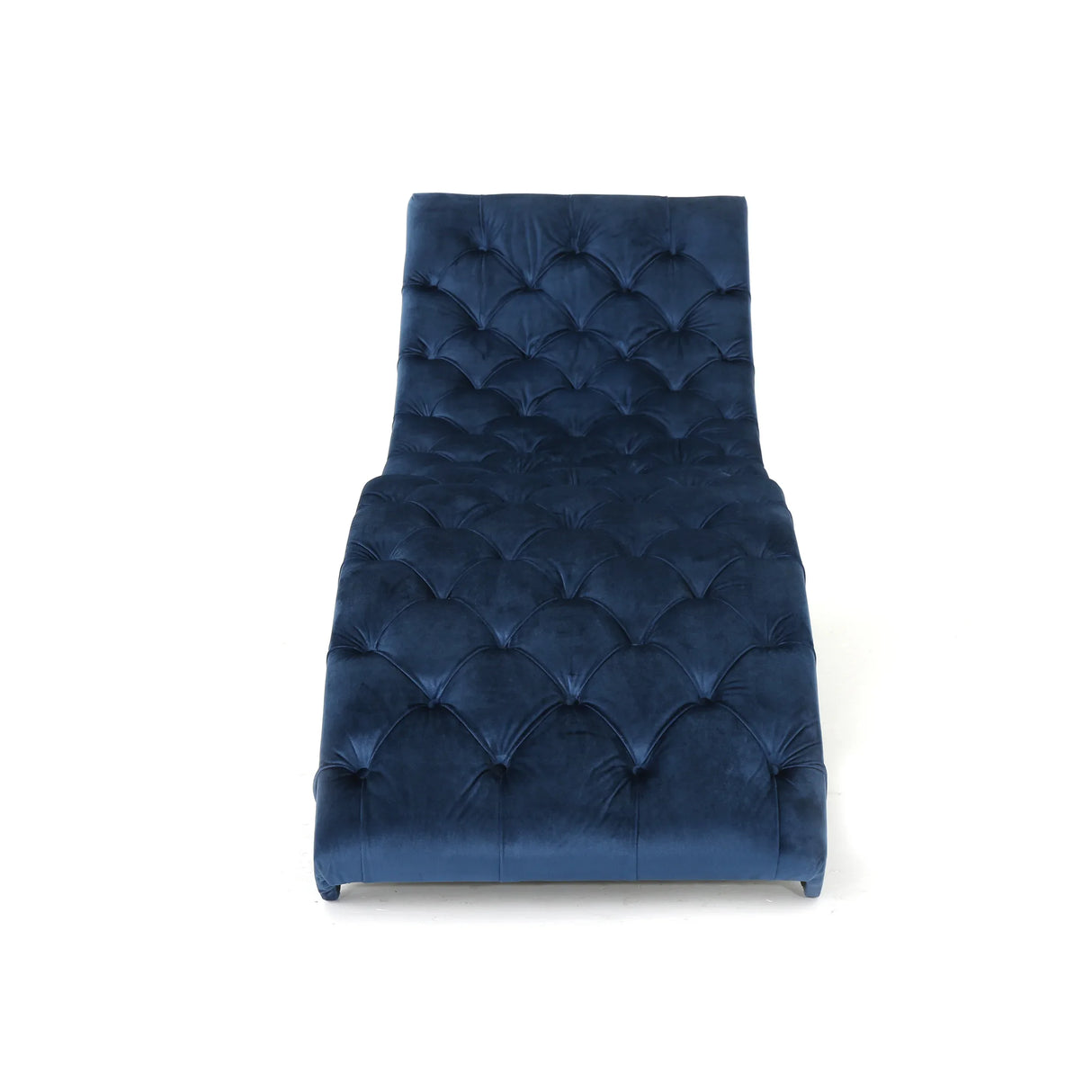 Elegant Tufted Curved Velvet Chaise Lounge Navy Blue - Omega Lifestyles