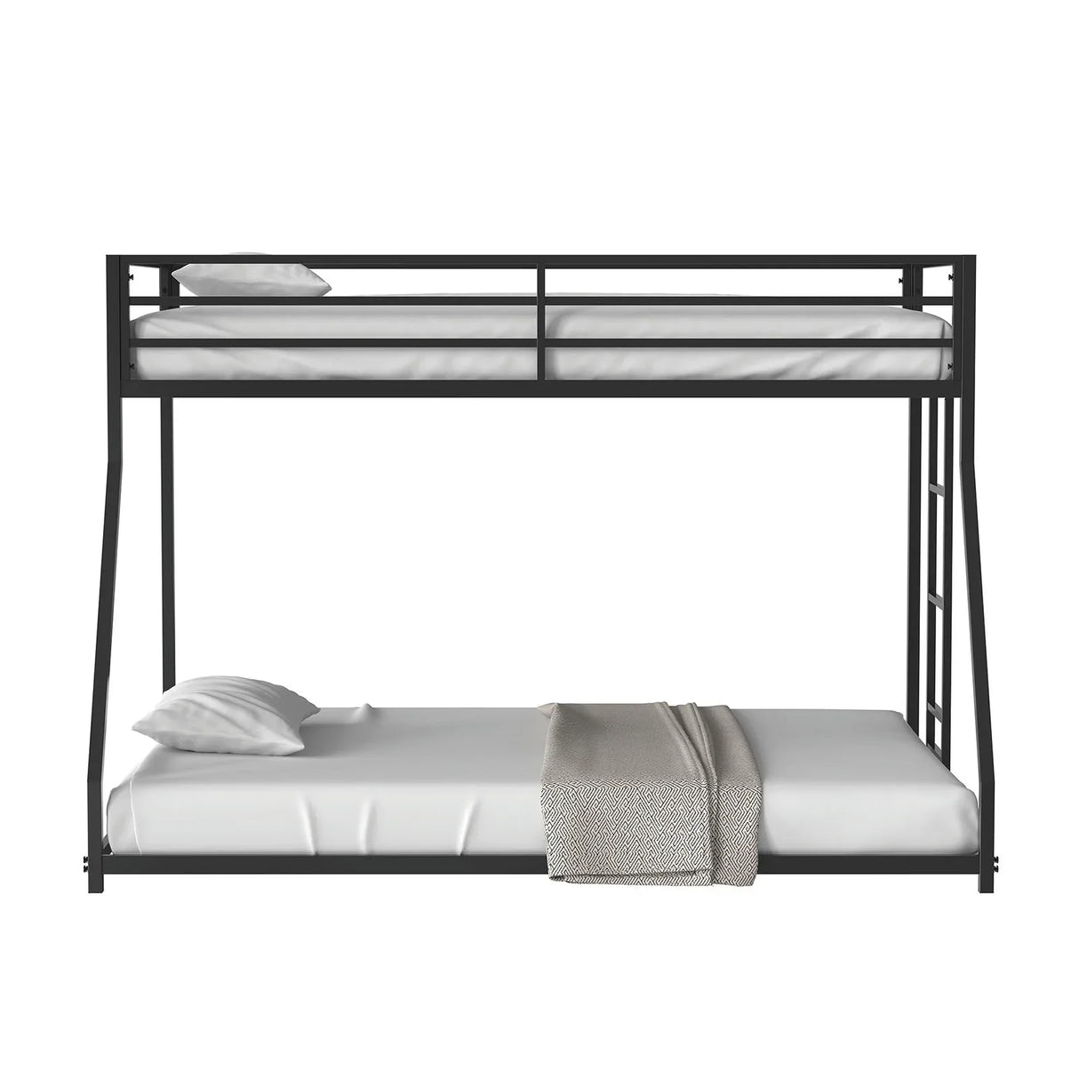 Contemporary Matte Black Metal Low Twin Over Full Bunk Bed - Omega Lifestyles