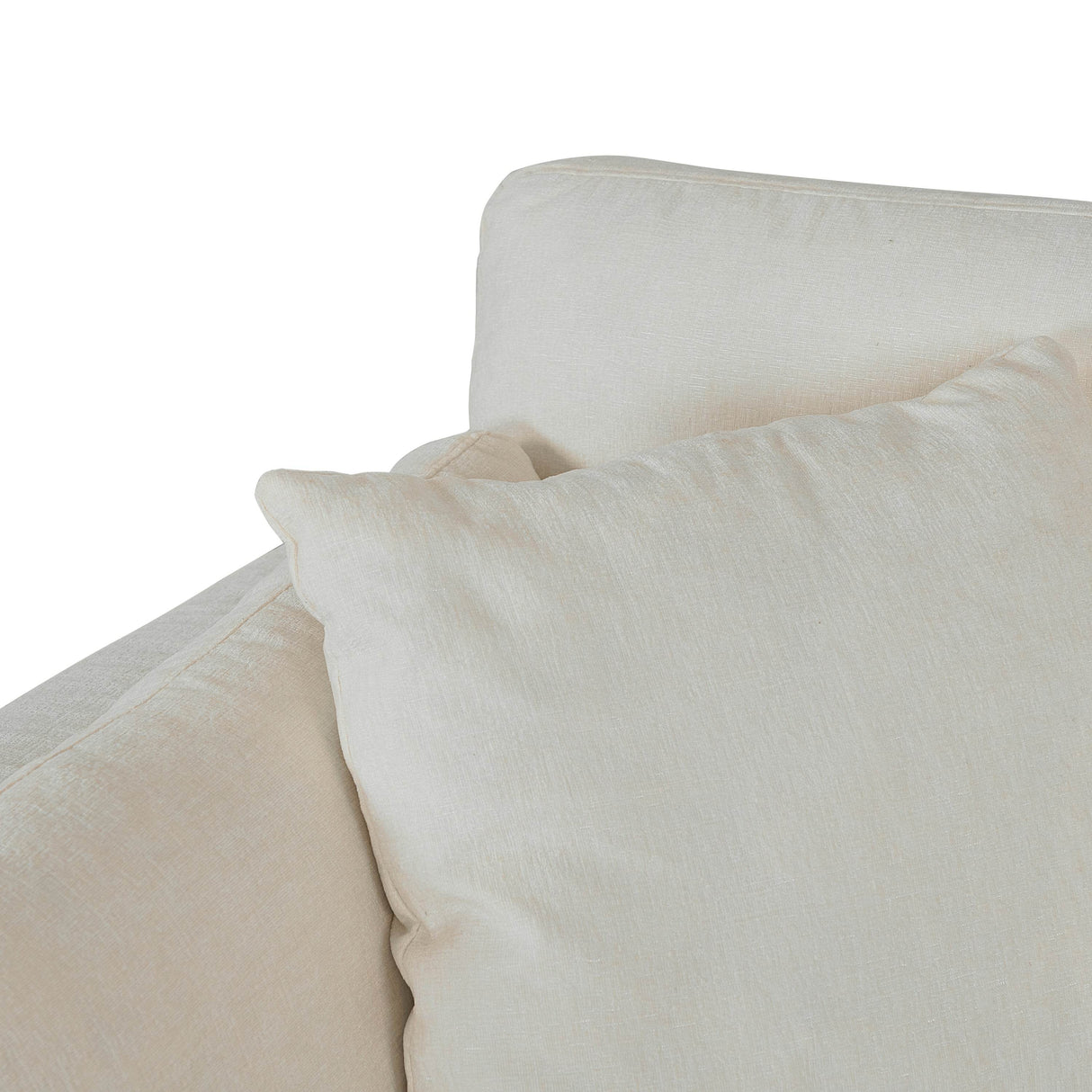 Beige Chenille 3-Seat Sofa With Hardware Feet - Omega Lifestyles