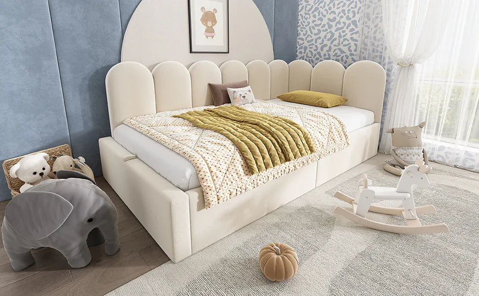 Twin Velvet Upholstered Daybed With Hydraulic Storage - Omega Lifestyles