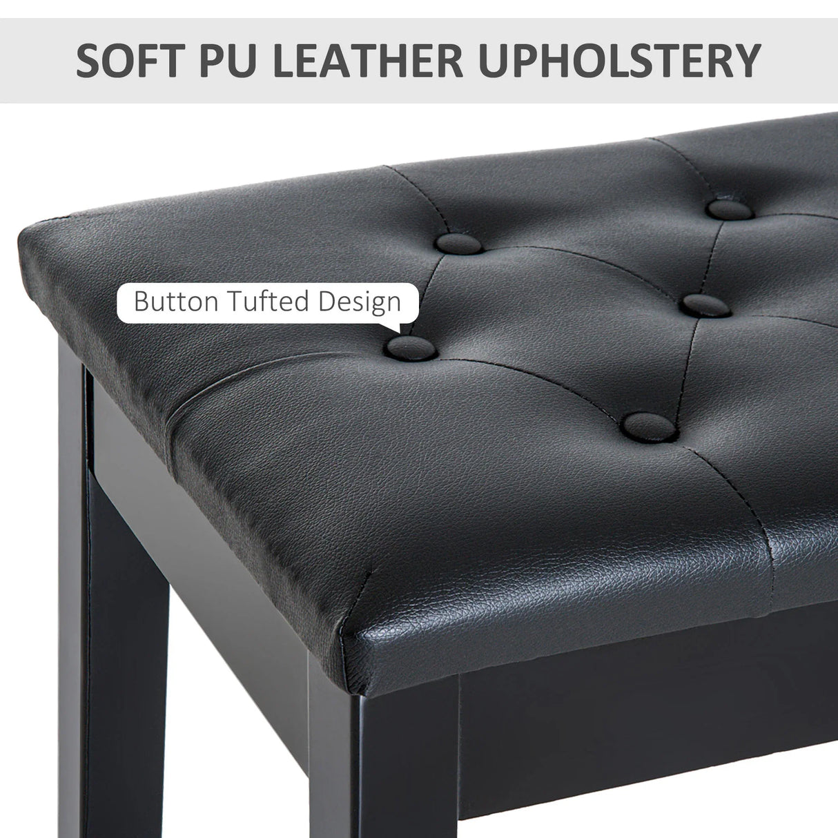 Faux Leather Duet Piano Bench With Padded Cushion - Omega Lifestyles
