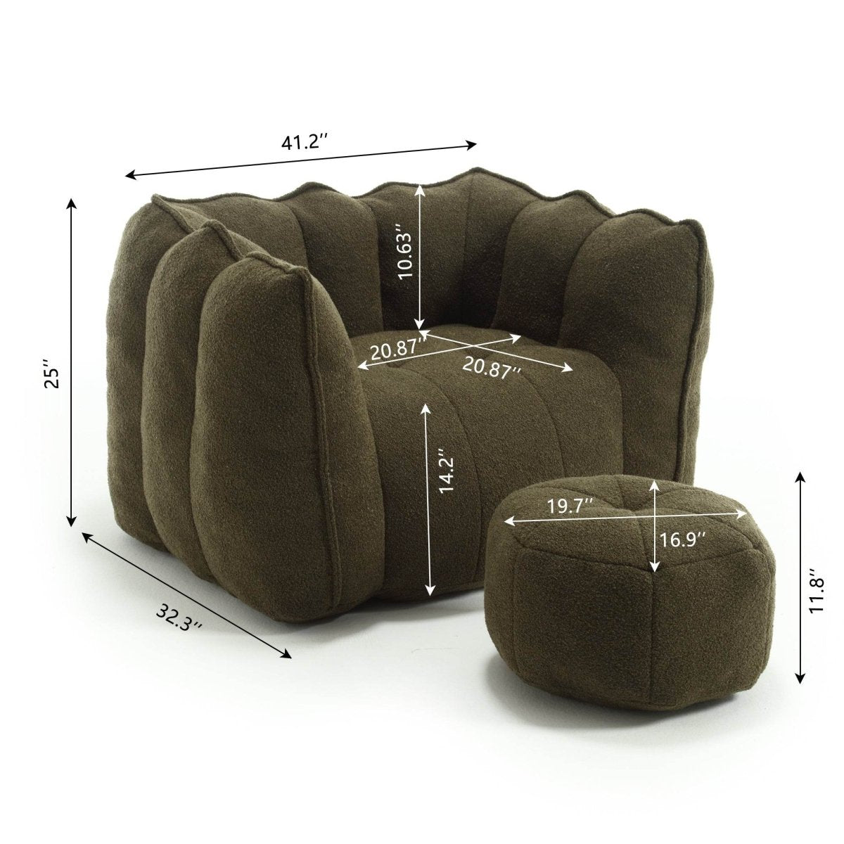 Soft Chenille Bean Bag Chair with Foam - Sleep Galleria