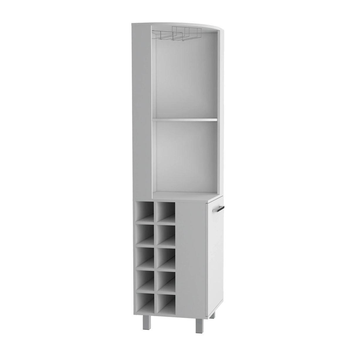 Modern White MDF Corner Bar Cabinet With Wine Rack - Omega Lifestyles