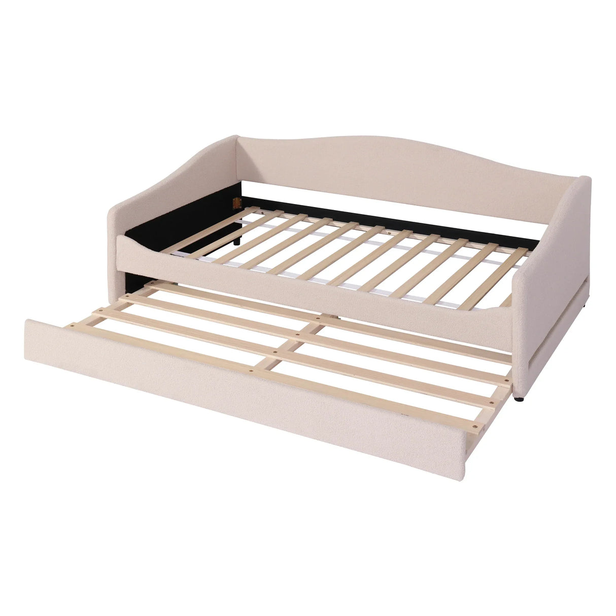 Twin Upholstered Teddy Fleece Daybed With LED Trundle - Omega Lifestyles