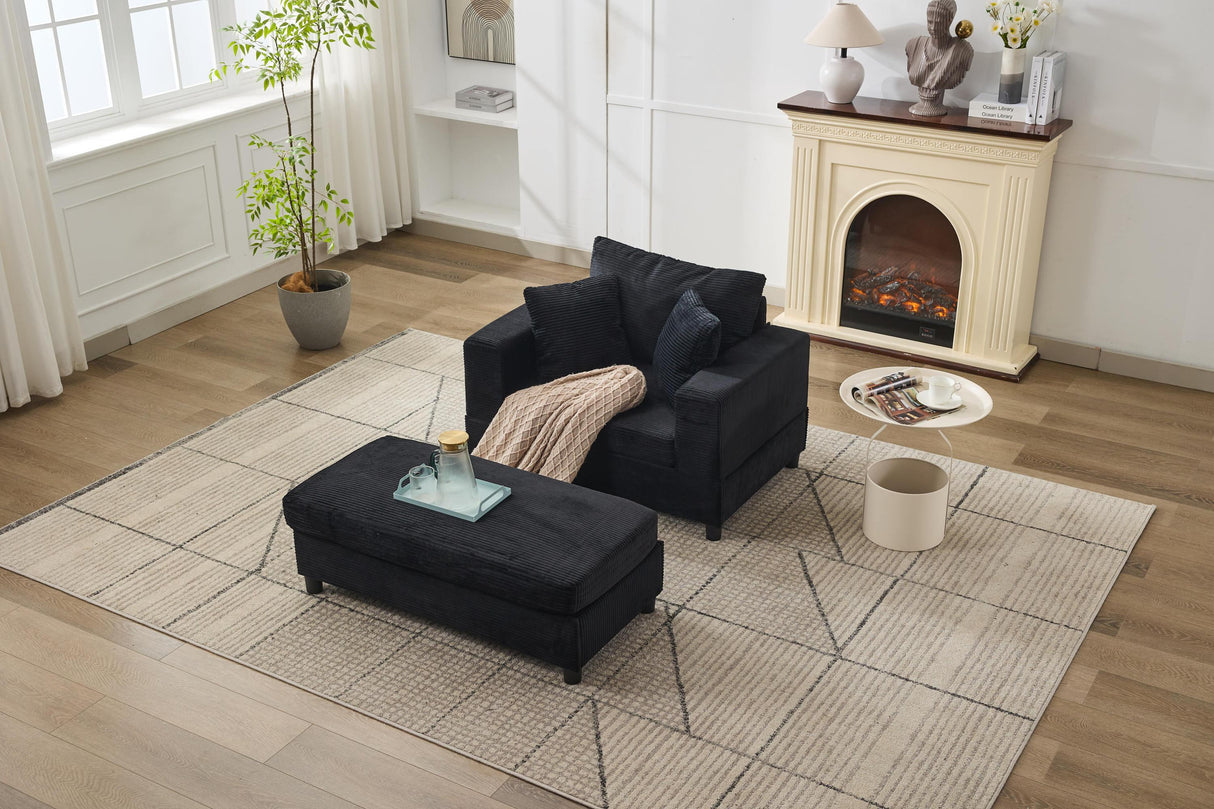 Corduroy Chaise Lounge Chair With Removable Ottoman - Omega Lifestyles