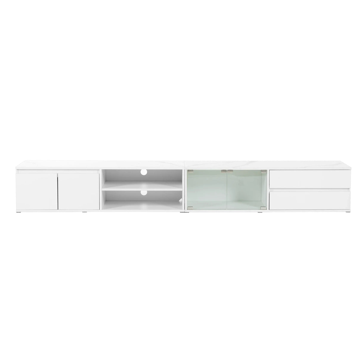 Modern App-Controlled LED Light White Marble TV Stand - Omega Lifestyles