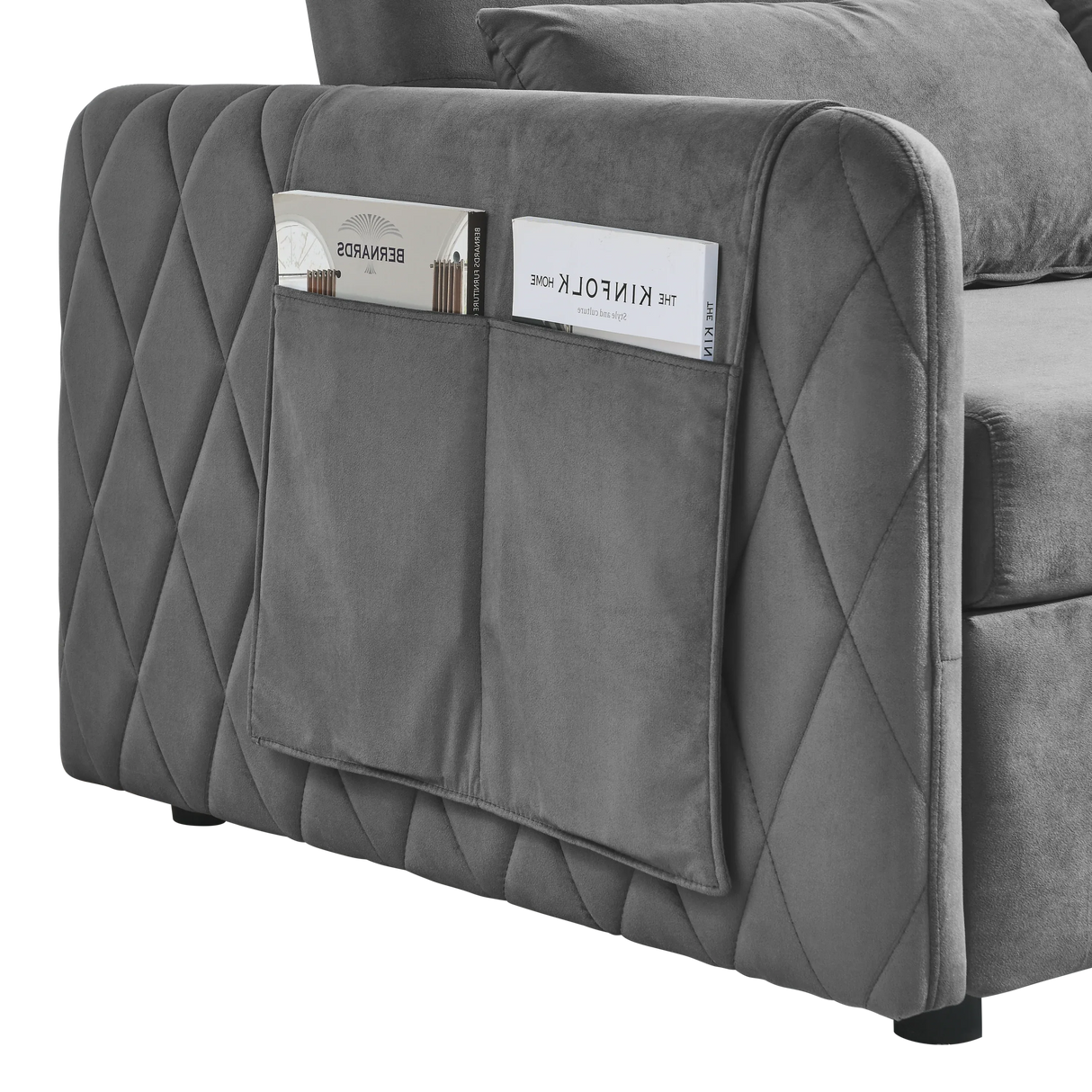 Velvet Convertible Pull-Out Sofa Bed With Pillows - Omega Lifestyles