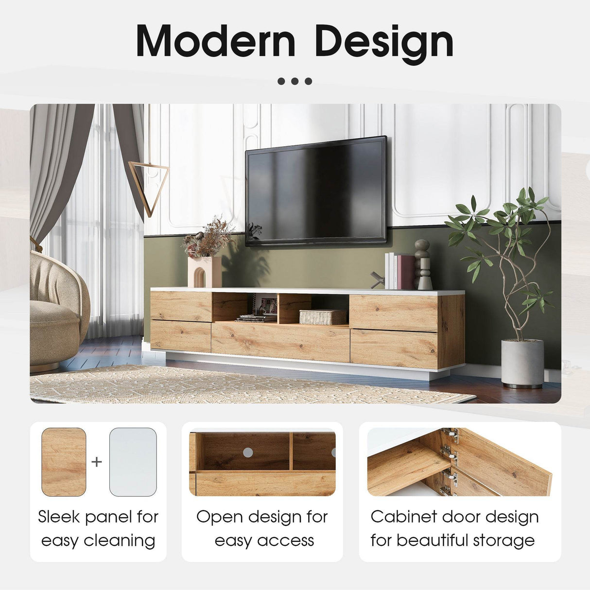 Modern TV Stand Media Console With Storage - Sleep Galleria