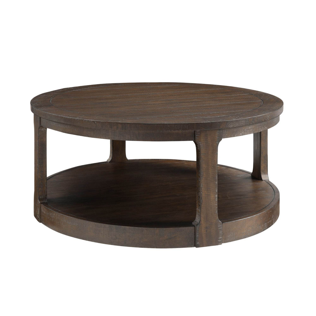 40-Inch Rustic Round Solid Wood Coffee Table With Wheels - Sleep Galleria