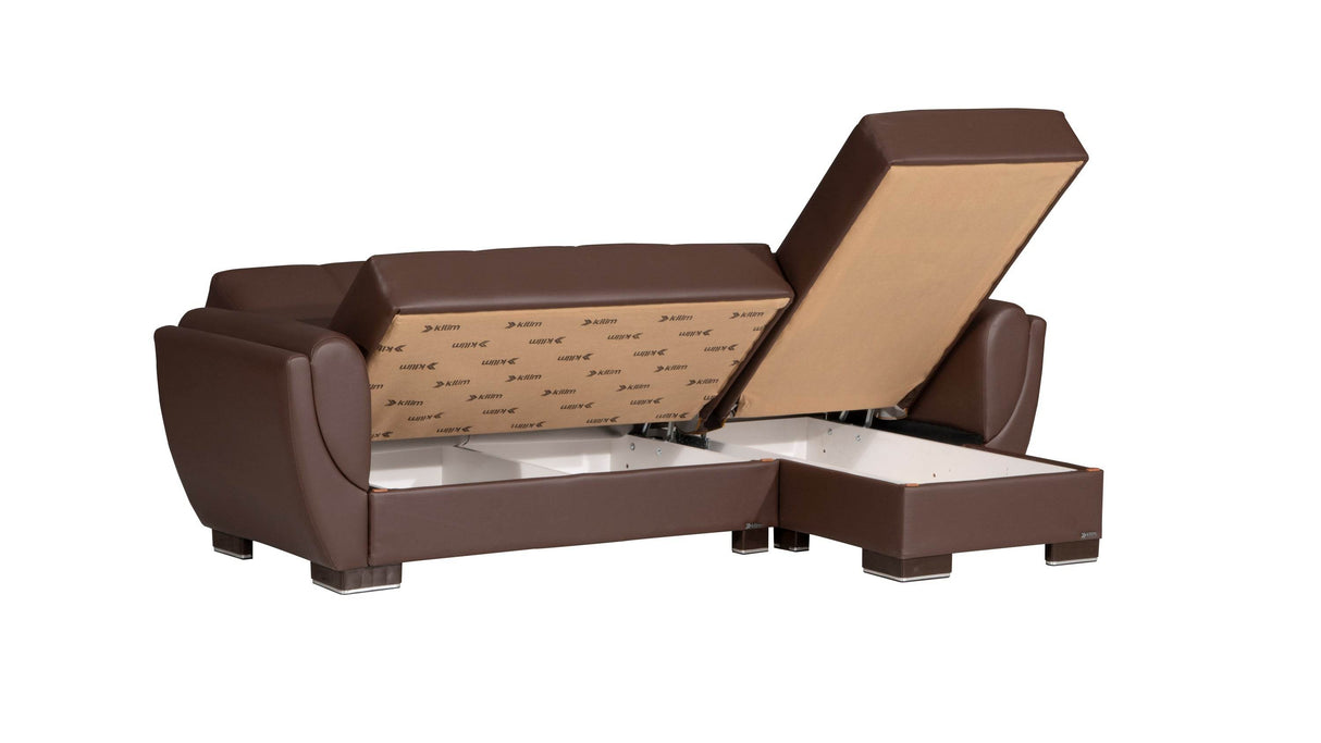 Convertible PU Leather Upholstered Chaise Lounge With Storage - Omega Lifestyles