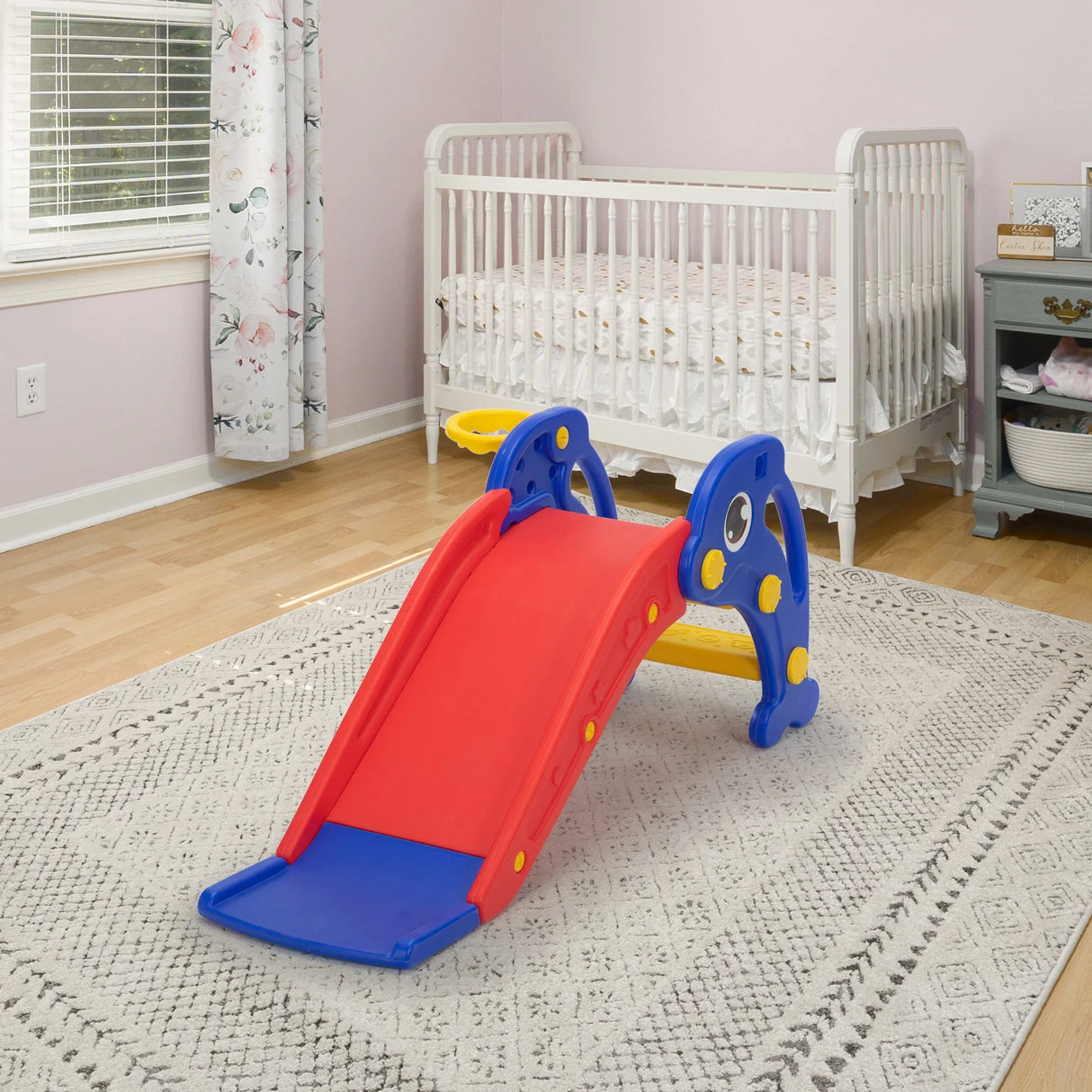 Toddler Dolphin Play Slide With Basketball Hoop and Ladder - Omega Lifestyles
