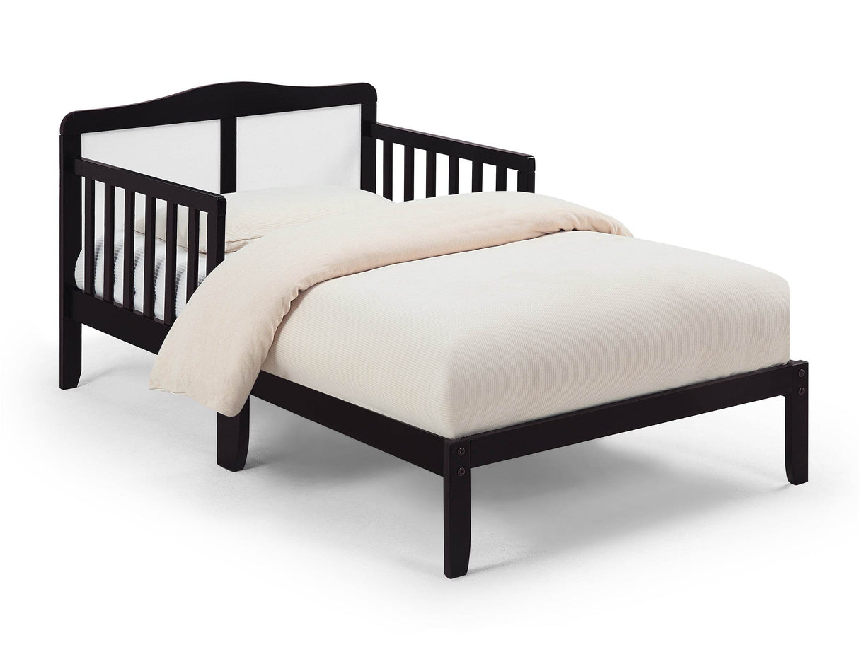 Solid Wood Espresso Toddler Bed With Safety Rails