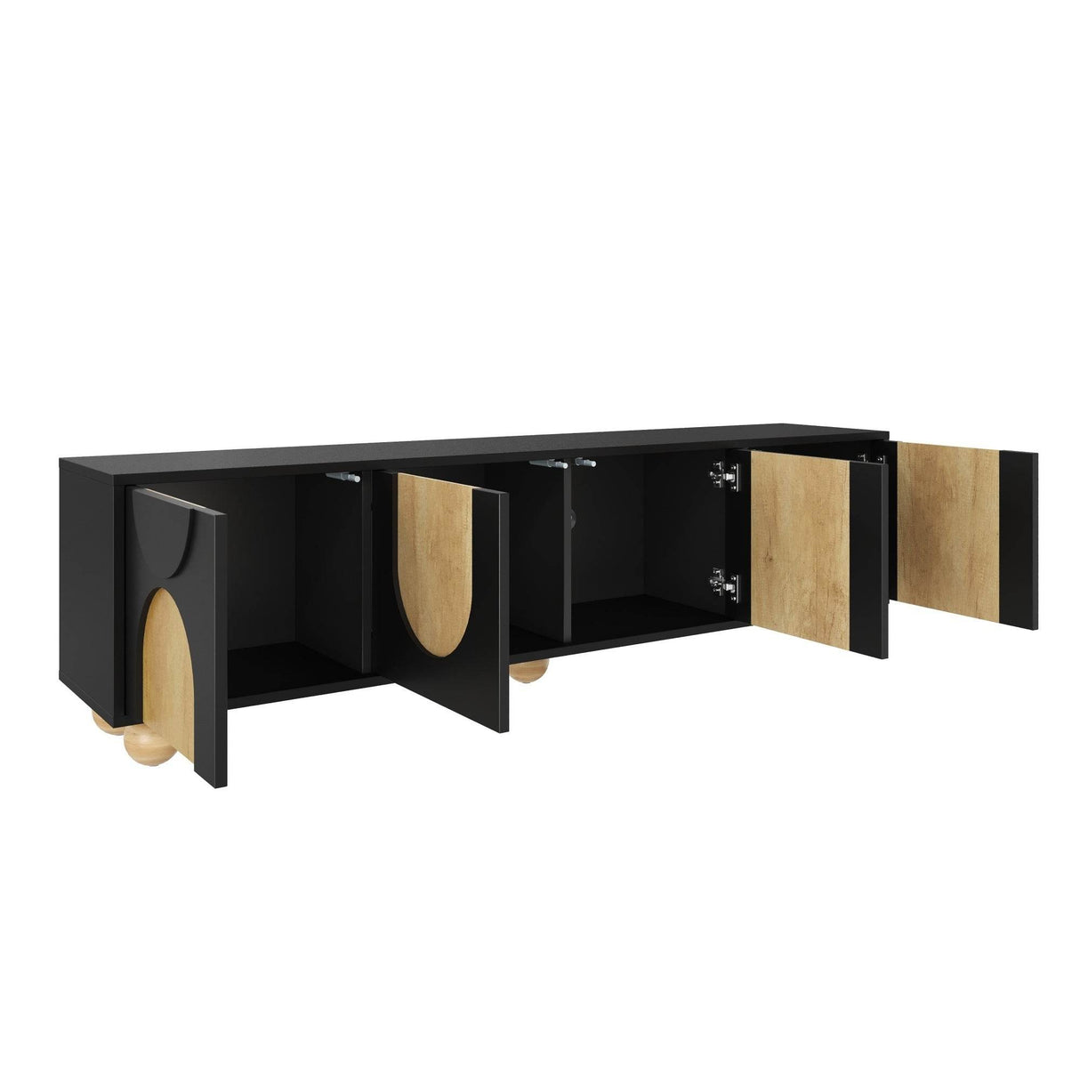Farmhouse Black MDF Wood Grain TV Stand - Sleep Galleria