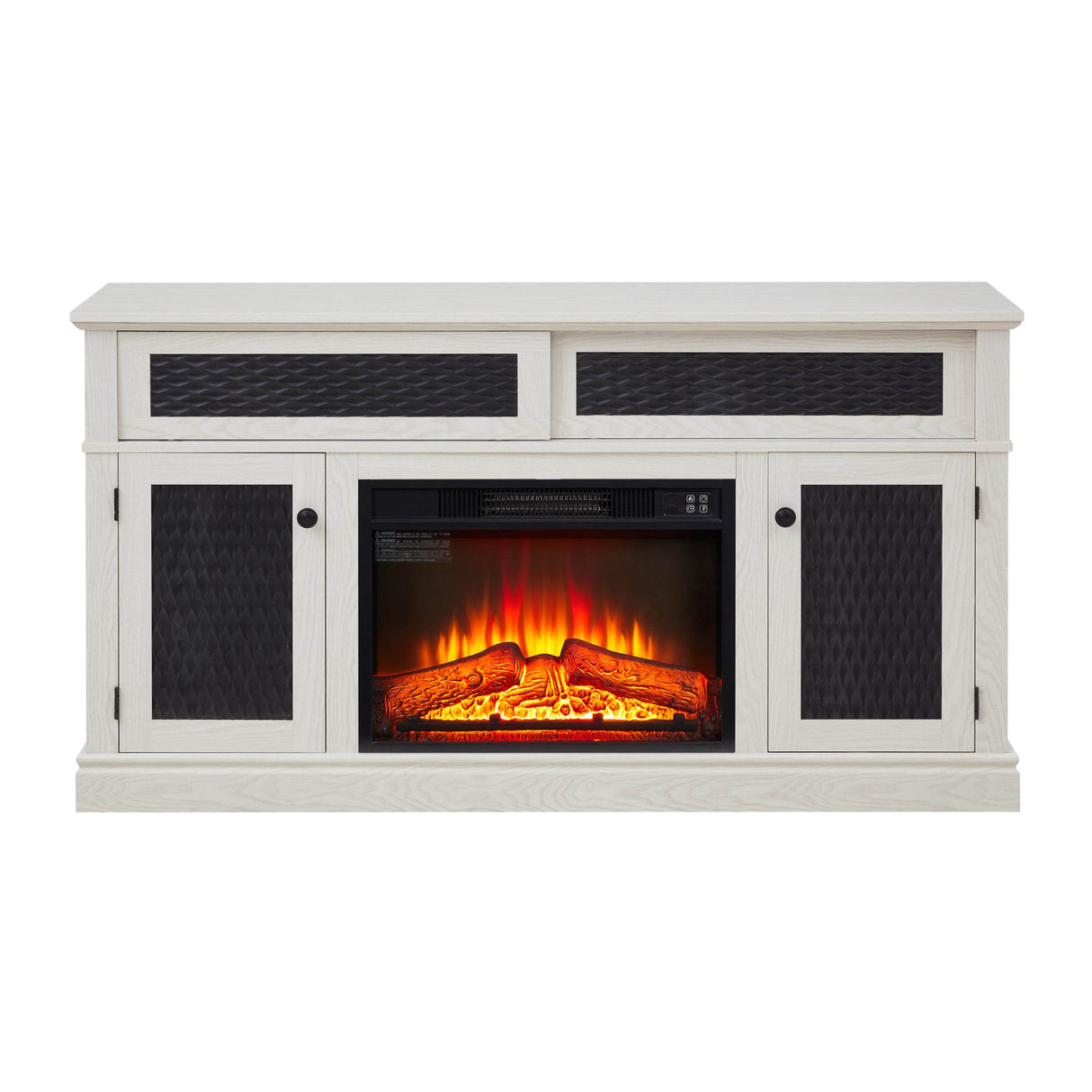 Embossed Oak Fireplace TV Stand With Storage - Sleep Galleria