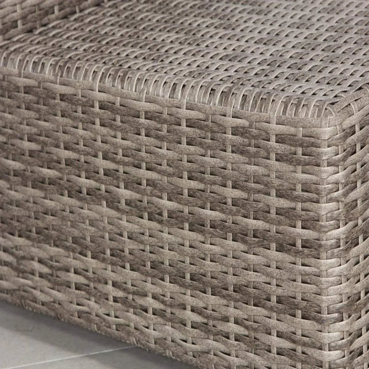 Modern Grey Wicker Outdoor Ottoman With Ultra-Soft Cushion - Omega Lifestyles