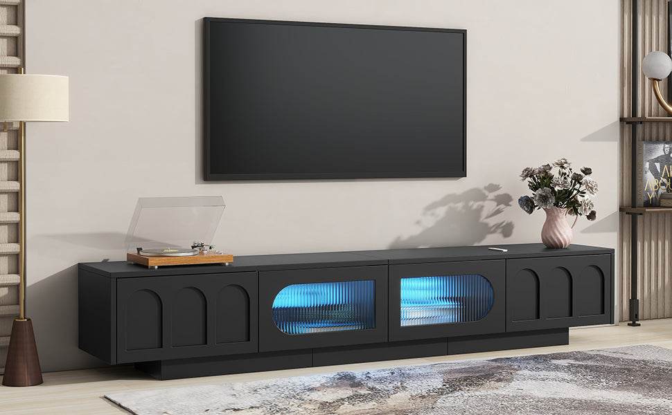 Smart LED Bluetooth Black Particle Board TV Stand - Sleep Galleria