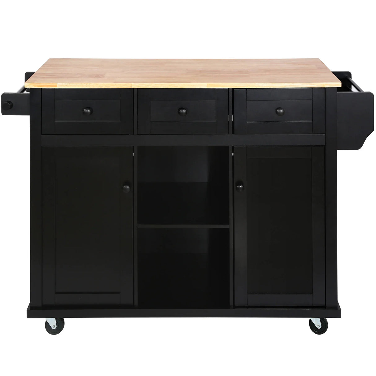 Kitchen Cart With Rubber Wood Drop-Leaf Countertop Storage - Omega Lifestyles