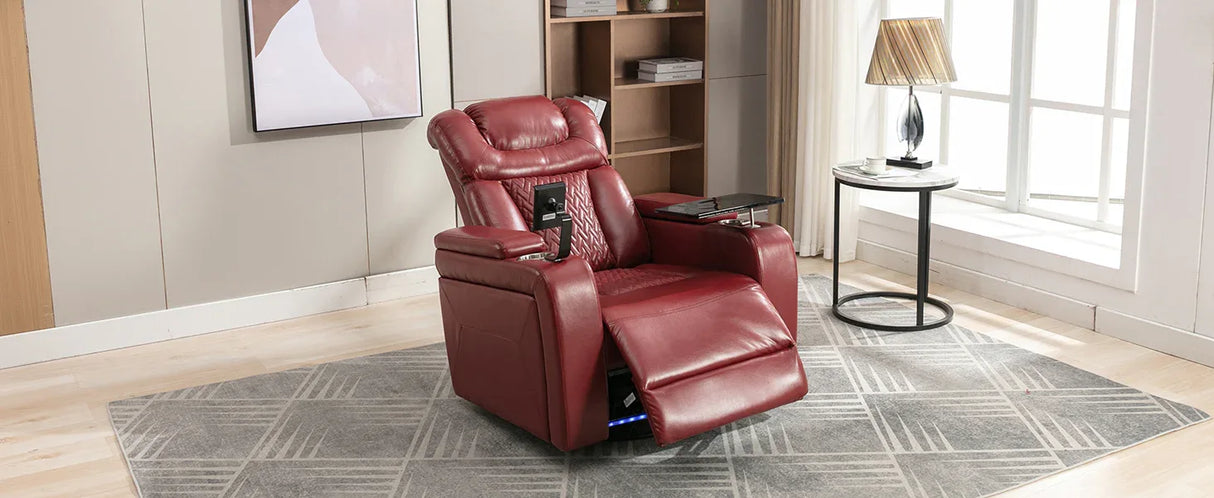 Power Recliner Chair PU Leather With USB Tray Table - Omega Lifestyles