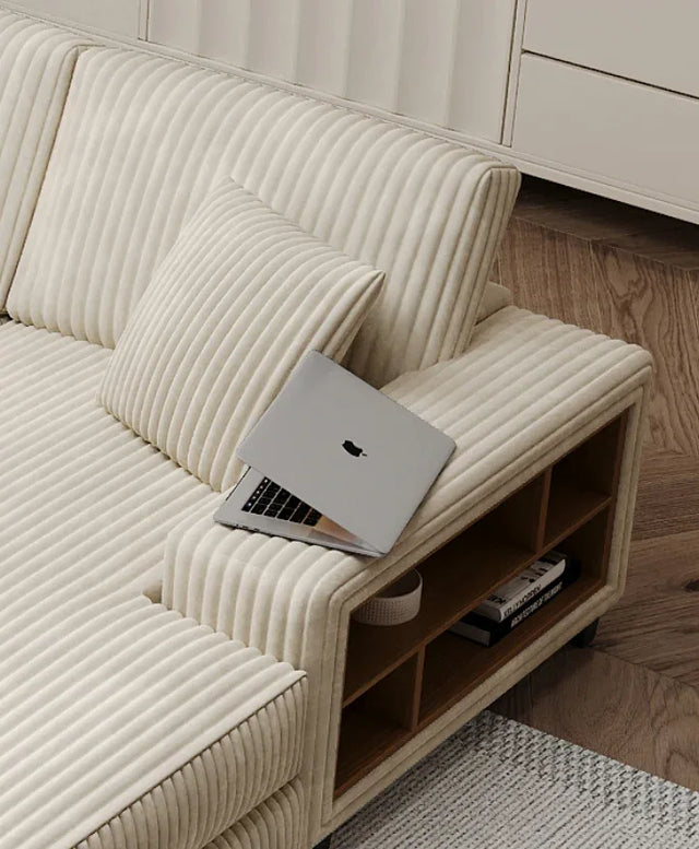 Convertible Corduroy Fabric Sleeper Sofa Chair With Storage - Omega Lifestyles