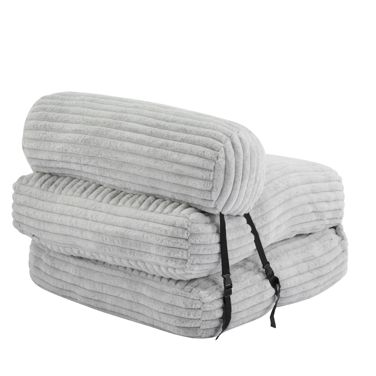 Soft Foldable Light Gray Faux-Fur Bean Bag Lounge Chair - Omega Lifestyles